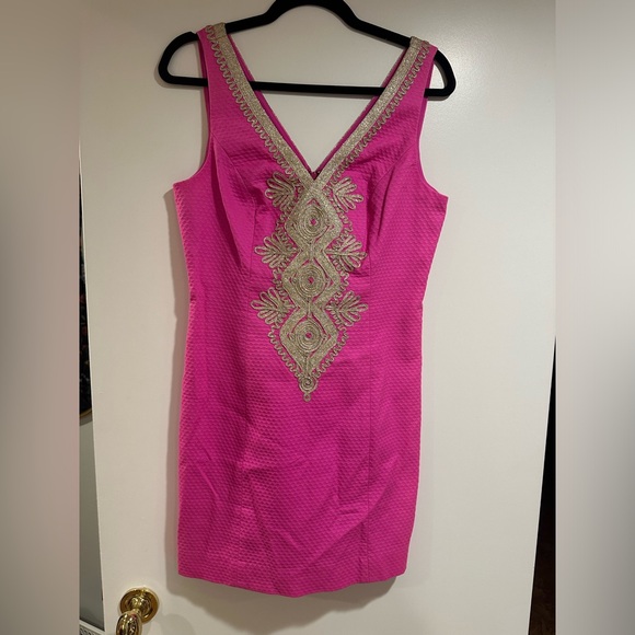 Lilly Pulitzer, hot pink dress with gold details - Picture 1 of 5